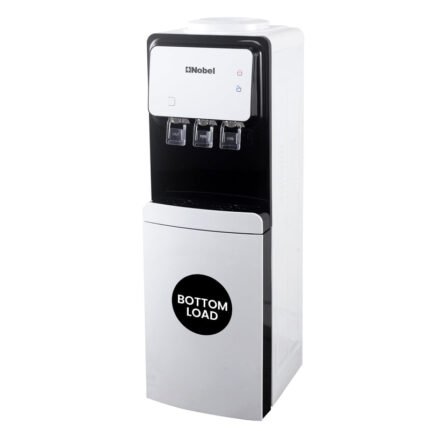 NOBEL FREE STANDING WATER DISPENSER WHITE 3 TAPS HOT, NORMAL AND COOL BOTTOM LOAD COMPRESSOR COOLING R134A NOBEL-NWD800BL